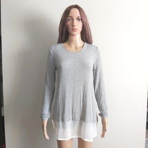 Witchery gray long sleeves tunic top dress layered look soft